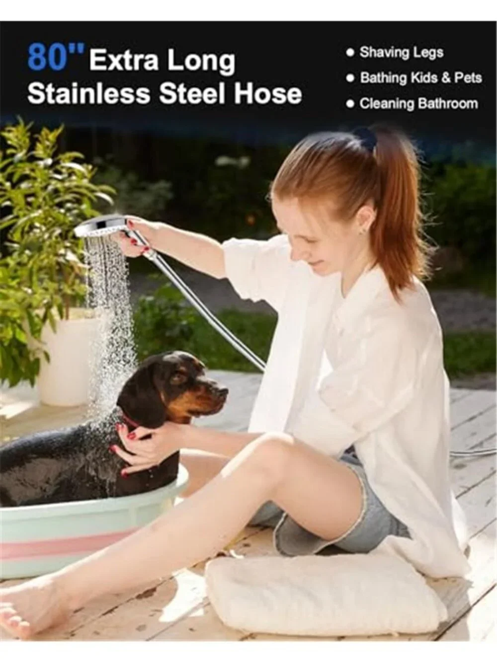 Shower Head with Handheld, High Pressure Showerhead with Long Hose